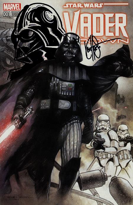 STAR WARS VADER DOWN #1 DF EXCLUSIVE SIGNED AND REMARKED BY KEN HAESER WITH DARTH VADER HEAD SKETCH