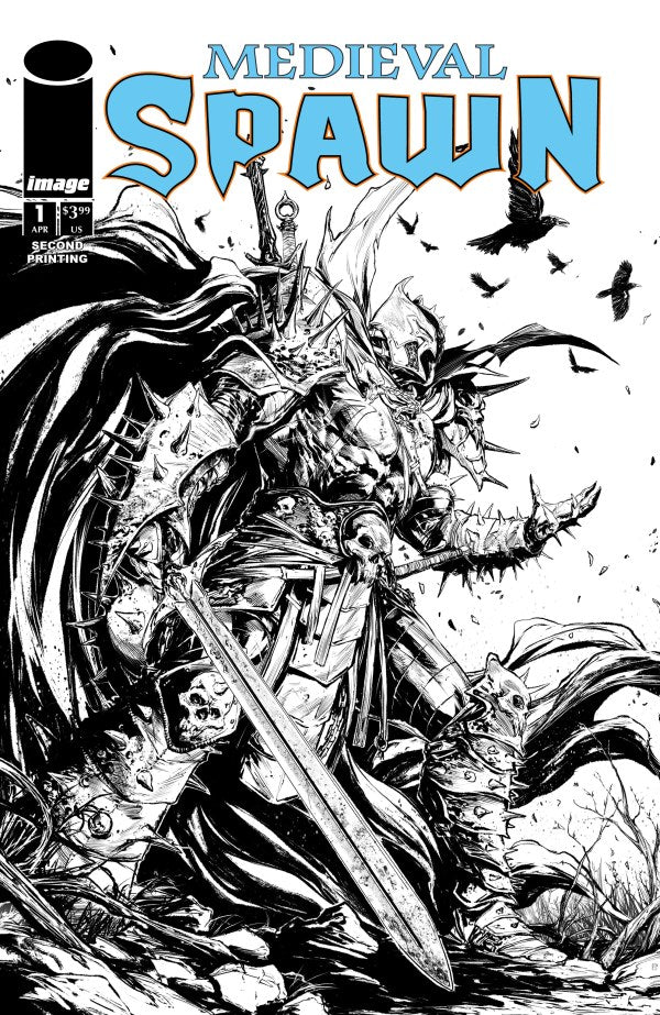 Medieval Spawn #1 2nd Printing Raymond Gay Black & White Variant