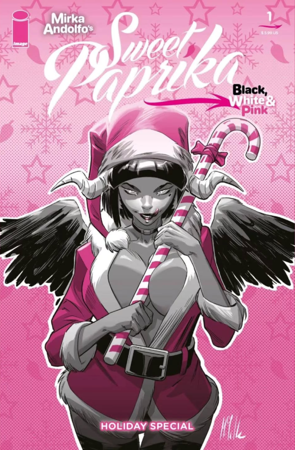 Mirka Andolfo's Sweet Paprika: Black, White, & Pink – Holiday Special #1 Cover D Marco Failla Variant