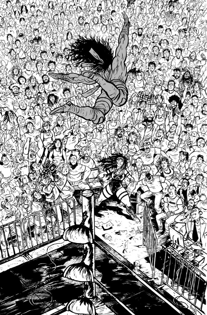 Do a Powerbomb: Black & White #1 Cover D Daniel Warren Johnson Variant