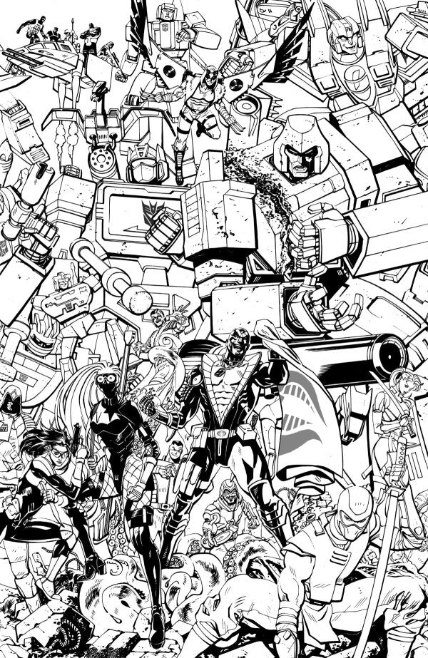 Transformers #33 Cover G Tom Reilly Black & White Energon Universe Third Anniversary Connecting Virgin Variant