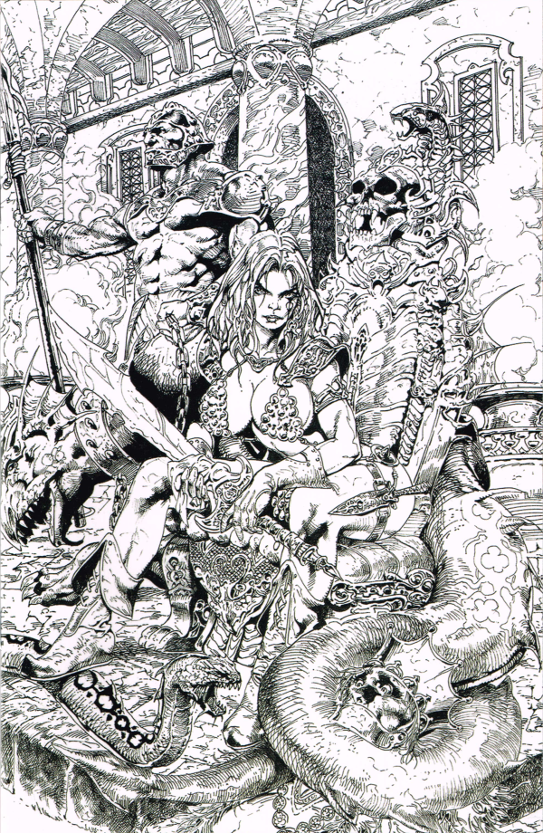 Red Sonja Noir: The Plunder & The Princess #1 Cover O Roberto Castro Black & White Variant