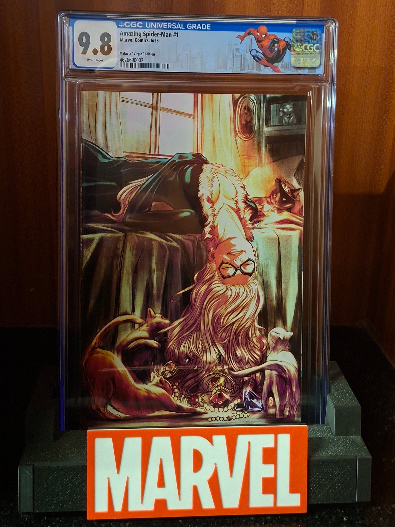 The Amazing Spider-Man #1 1:50 Nimit Malavia Black Cat Virgin Variant Custom Label CGC 9.8