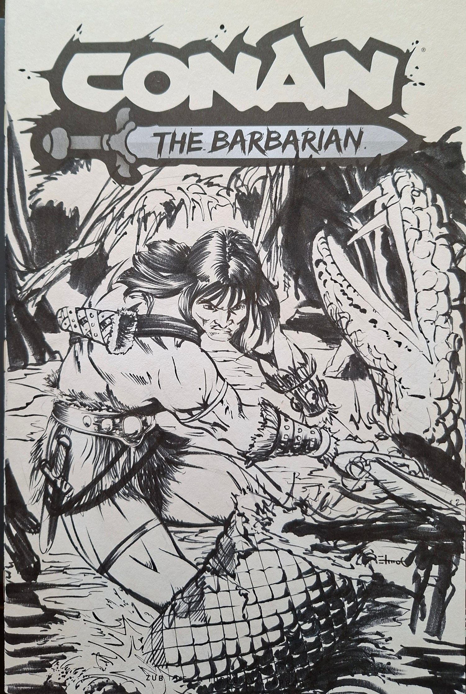 Conan the Barbarian #1 Cover H Color Blank Sketch Remarks by Chris Ehnot