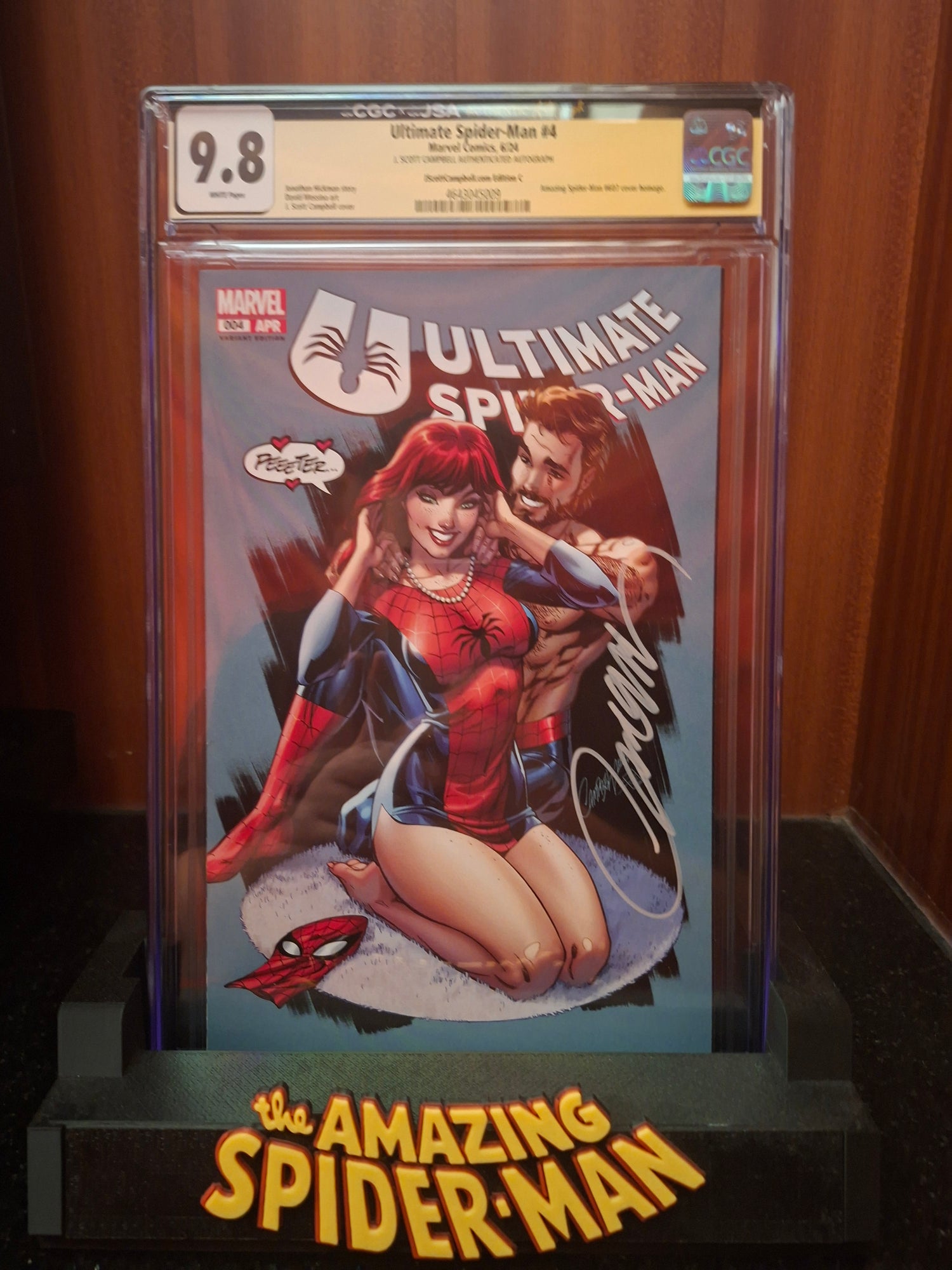 Ultimate Spider-Man #4 CGC 9.8 Signed by J. Scott Campbell Webstore Nightshirt & Pearls Variant