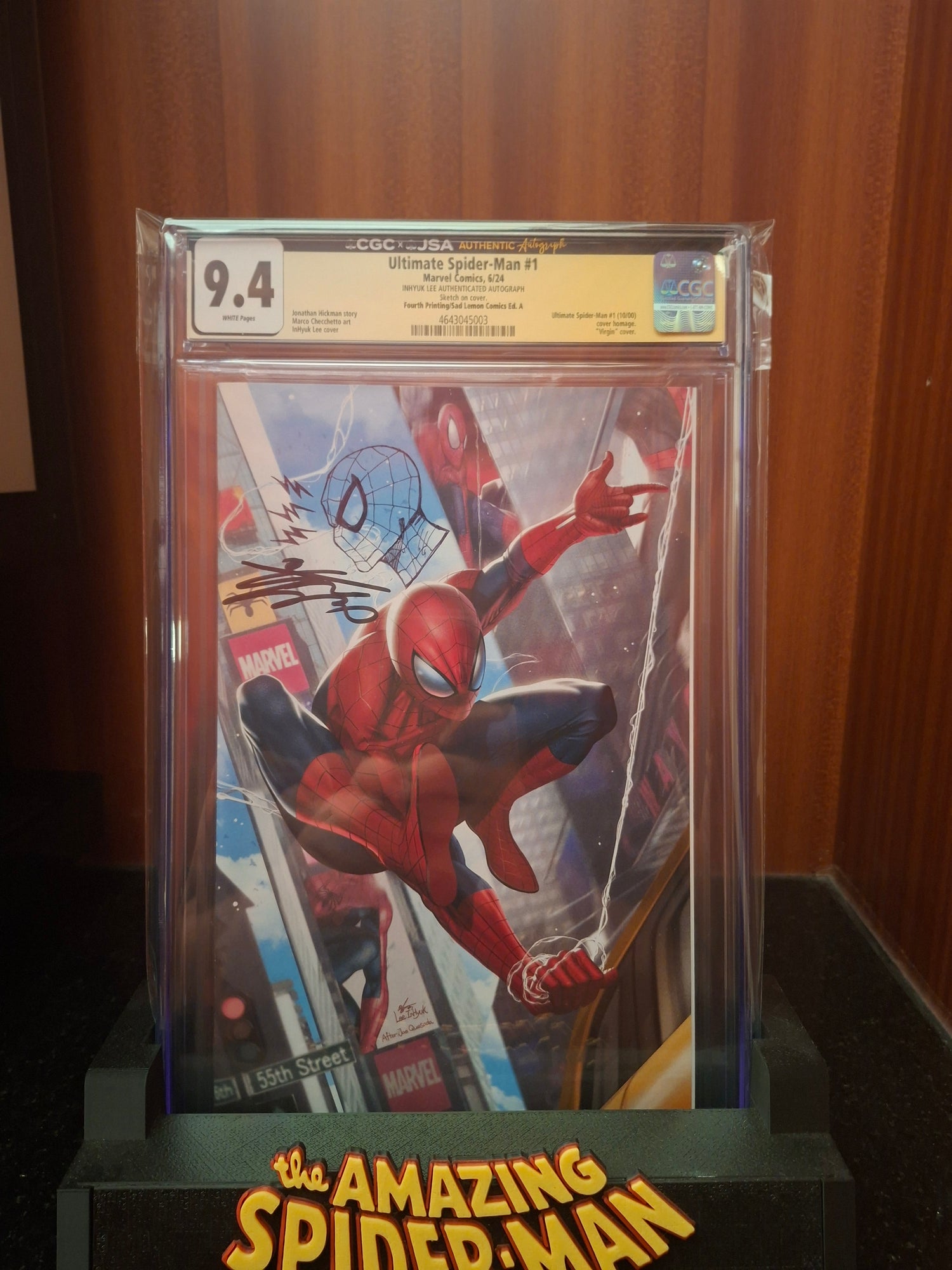 Ultimate Spider-Man #1 CGC 9.4 4th Printing Sad Lemon Comics Signed/Remarks by InHyuk Lee Virgin Variant