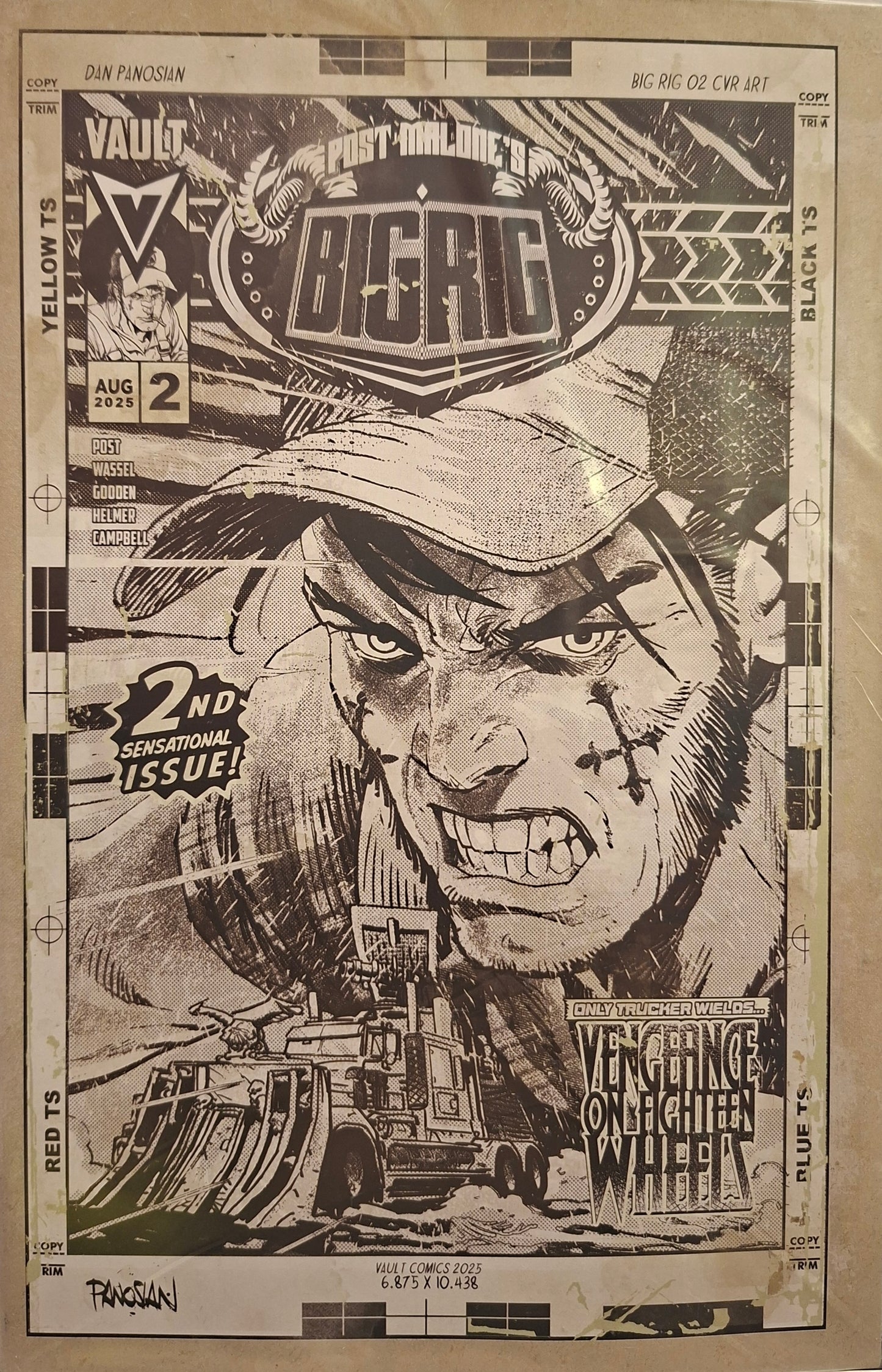 Post Malone's Big Rig #2 Cover H 1:25 Dan Panosian Black & White Variant