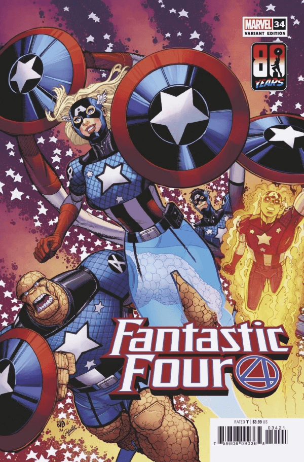 Fantastic Four #34 Nick Bradshaw Captain America 80th Anniversary Variant