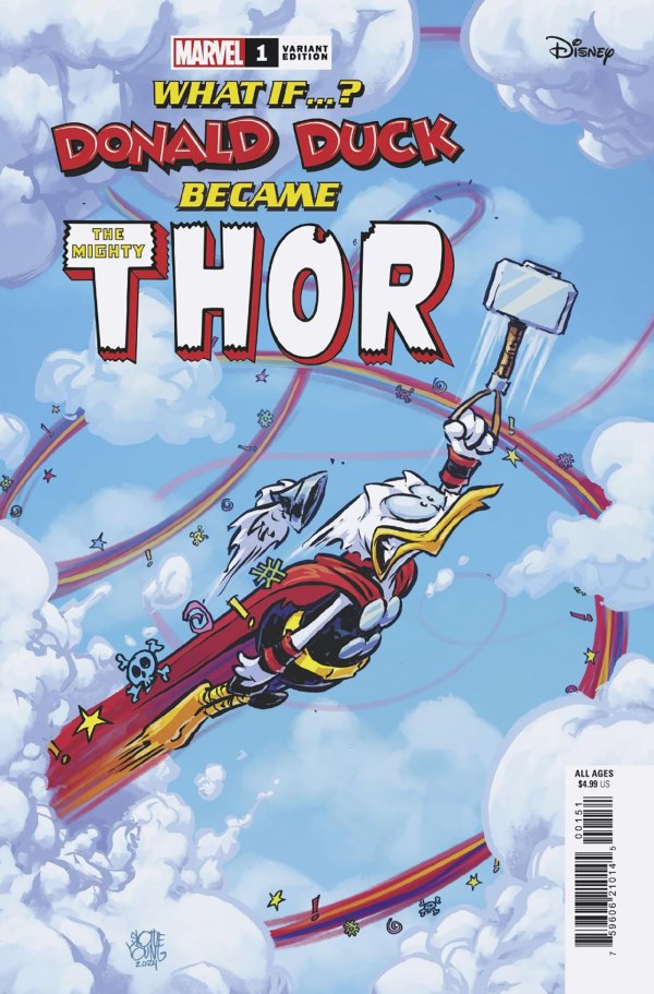 Marvel & Disney: What If…? Donald Duck Became Thor #1 Skottie Young Variant