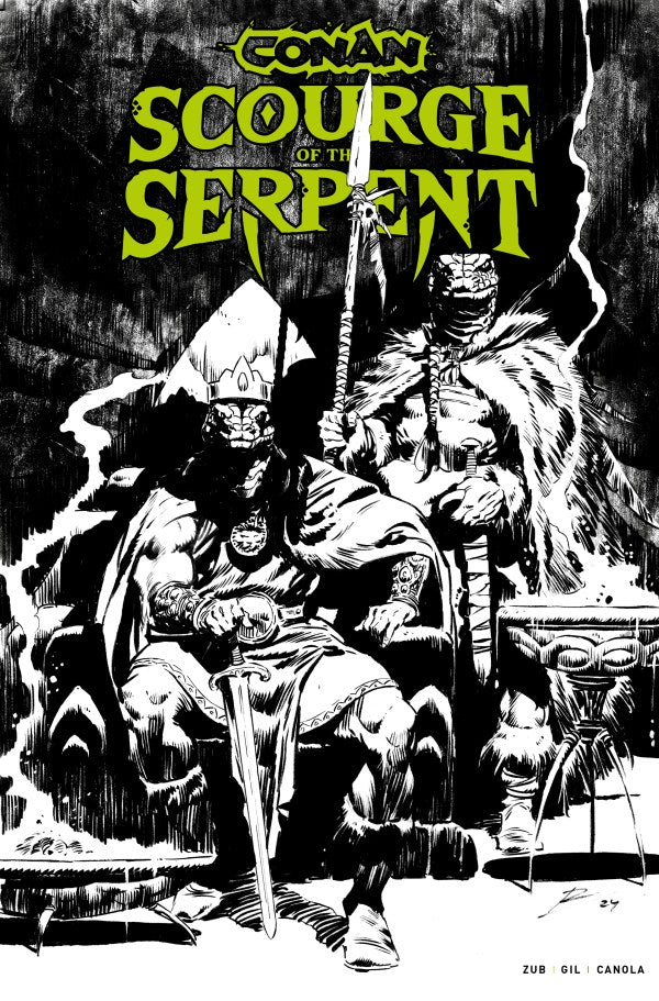 Conan: Scourge of the Serpent #1 Cover J LCSD 2025 Roberto De La Torre Black & White Variant