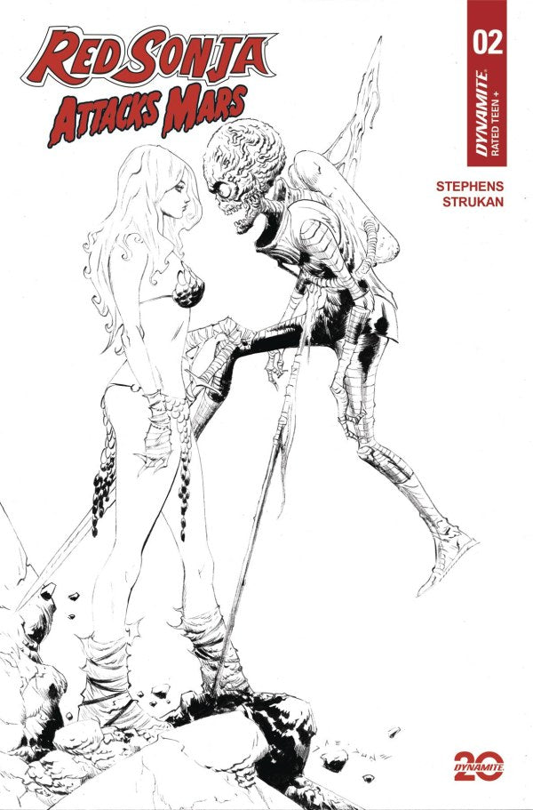 Red Sonja Attacks Mars #2 Cover E 1:10 Jae Lee Black & White Variant