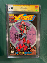 X-Force #2 1st Appearance of Weapon X (Garrison Kane) 2nd Appearance of Deadpool. Black Tom Cassidy Appearance, CBCS 9.0 Signed by Rob Liefeld